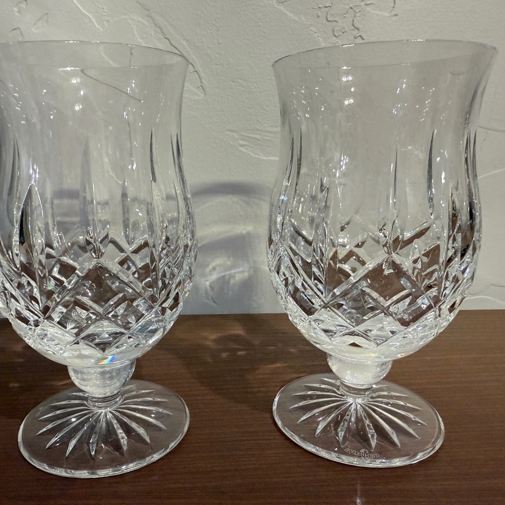 Set of 2 Vintage Waterford Crystal Araglin Footed Punch Glasses For Iced Drinks - Picture 3 of 7